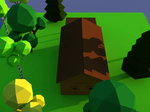 Cute cartoon village wooden livestock barn Low Poly 3D Model