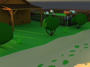 Cute Cartoon Old Wooden Village constructor Collection Low Poly Modelo 3D