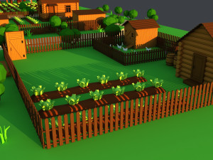 Cute Cartoon Old Wooden Village constructor Collection Low Poly Modelo 3D