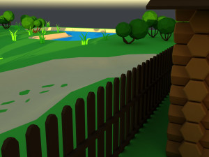 Cute Cartoon Old Wooden Village constructor Collection Low Poly Modelo 3D