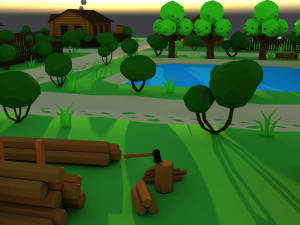 Cute Cartoon Old Wooden Village constructor Collection Low Poly Modelo 3D