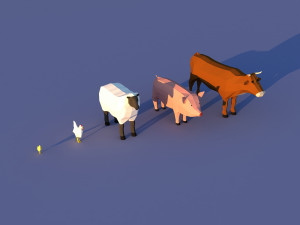 Cute Cartoon Old Wooden Village constructor Collection Low Poly Modelo 3D
