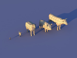 Cute Cartoon Old Wooden Village constructor Collection Low Poly Modelo 3D