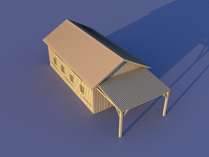 Cute Cartoon Old Wooden Village constructor Collection Low Poly Modelo 3D