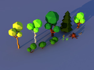 Cute Cartoon Old Wooden Village constructor Collection Low Poly Modelo 3D
