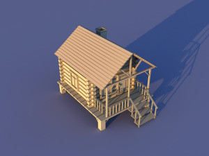 Cute Cartoon Old Wooden Village constructor Collection Low Poly Modelo 3D