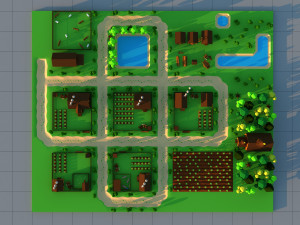 Cute Cartoon Old Wooden Village constructor Collection Low Poly Modelo 3D