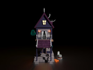 Cartoon Halloween Witchs House Low Poly 3Dモデル
