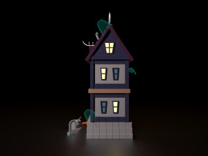 Cartoon Halloween Witchs House Low Poly 3Dモデル