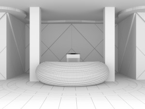 Scifi Interior Parametric glow loft reception desk Model 3D