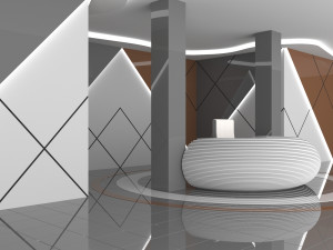 Scifi Interior Parametric glow loft reception desk Model 3D