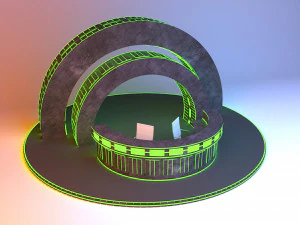 网络科幻室内发光接待台 3D 模型