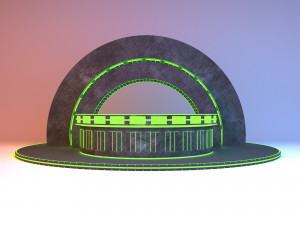 Cyber Scifi Interior Glow Reception Desk 3D Model