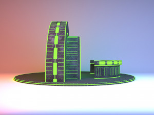 Cyber Scifi Interior Glow Reception Desk 3D Model