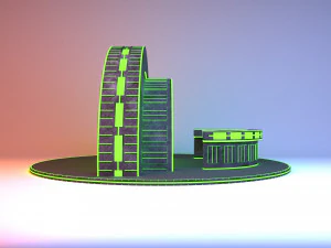 Cyber Scifi Interior Glow Reception Desk 3D Model