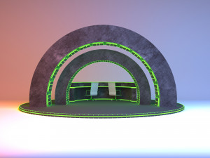 Cyber Scifi Interior Glow Reception Desk 3D Model