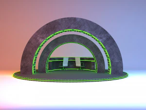 Cyber Scifi Interior Glow Reception Desk 3D Model