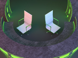 Cyber Scifi Interior Glow Reception Desk 3D Model