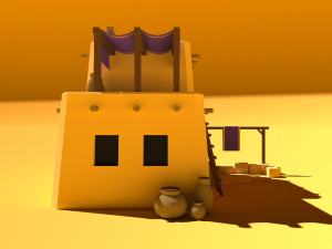 Cute Cartoon Desert House Low Poly Modelo 3D