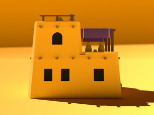 Cute Cartoon Desert House Low Poly Modelo 3D