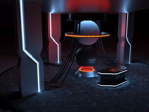 Sci-fi Cyber Interior of Control Center 3D Model