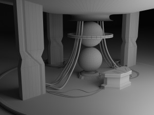 Sci-fi Cyber Interior of Control Center Modelo 3D