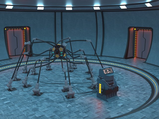 Futuristic Sci-fi Cyber Scientific Laboratory-Headquarters Modelo 3D .c4d .max .obj .3ds .fbx .stl .blend 