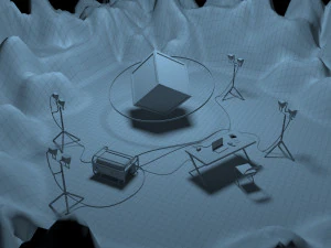 Fantastic Sci-fi Scientific Research Laboratory in a Cave 3D Model