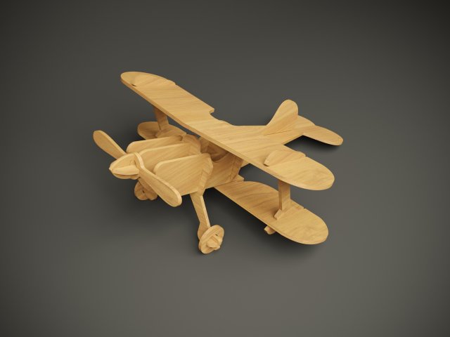 Wood aircraft model for cnc machine 3D Модель .c4d .max .obj .3ds .fbx .stl .blend 