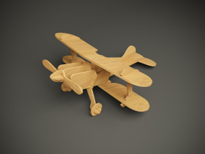 Wood aircraft model for cnc machine 3D Model