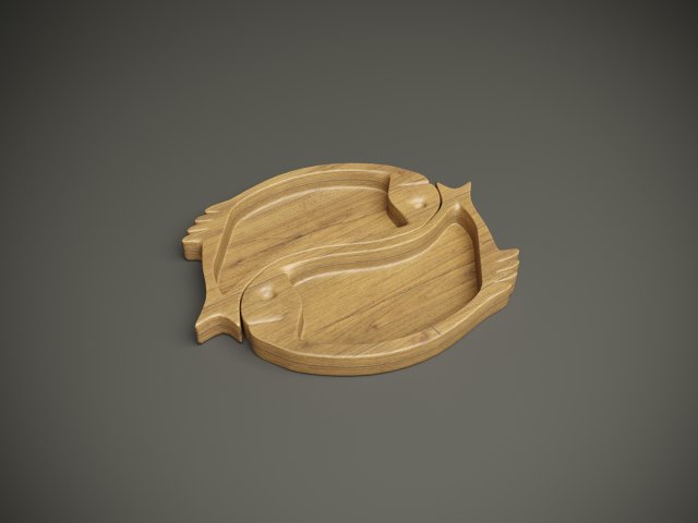 Wood model fish compartmental dish for cnc machine 3D Model .c4d .max .obj .3ds .fbx .lwo .lw .lws