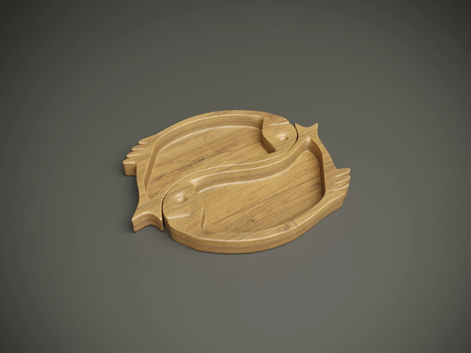 Wood model fish compartmental dish for cnc machine 3D Model .c4d .max .obj .3ds .fbx .stl .blend