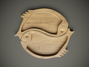 Wood model fish compartmental dish for cnc machine 3D Model