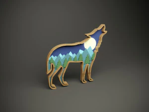 Houten parametrische muurwolfmodel voor cnc-machine 3D Model