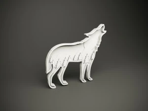 Wood parametric wall wolf model for cnc machine 3D Model