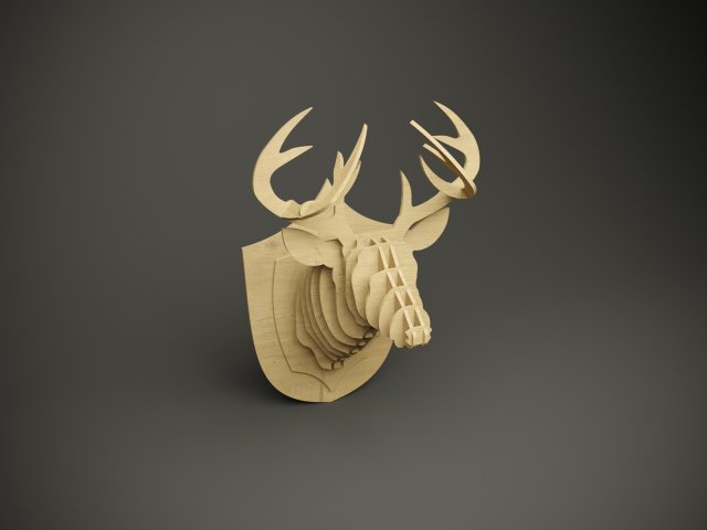 Wood parametric wall deer model for cnc machine 3D Model .c4d .max .obj .3ds .fbx .lwo .lw .lws