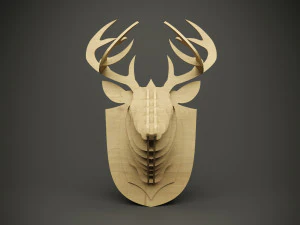 Wood parametric wall deer model for cnc machine 3D Model