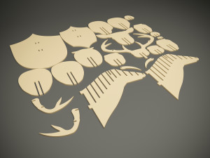 Wood parametric wall deer model for cnc machine 3D-Modell