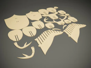 Wood parametric wall deer model for cnc machine 3D Model