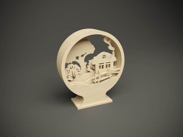 Wood parametric village model for cnc machine Modello 3D .c4d .max .obj .3ds .fbx .stl .blend 