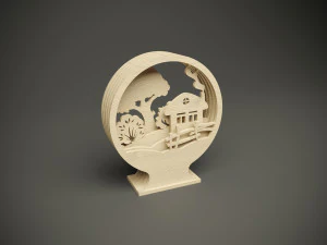 Houten parametrisch dorpsmodel voor cnc-machine 3D Model