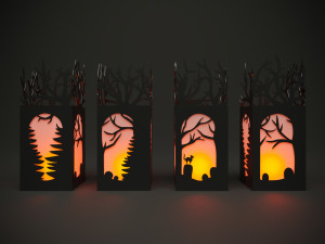 Parametric table lamp landscape for cnc machine Modello 3D