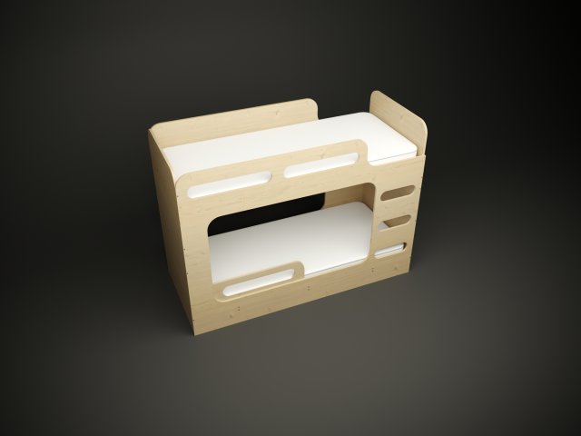 Minimalist bunk bed made of plywood for cnc machine 3D 모델 .c4d .max .obj .3ds .fbx .stl .blend 