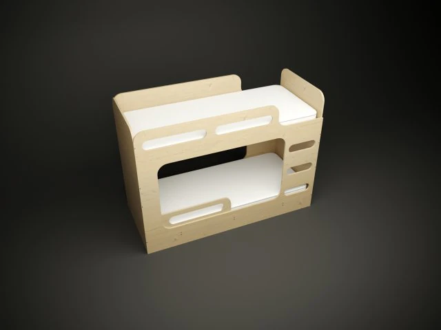 Minimalist bunk bed made of plywood for cnc machine 3D Model .c4d .max .obj .3ds .fbx .stl .blend 