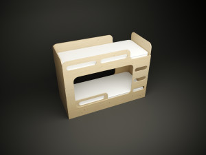 Minimalist bunk bed made of plywood for cnc machine 3D Model
