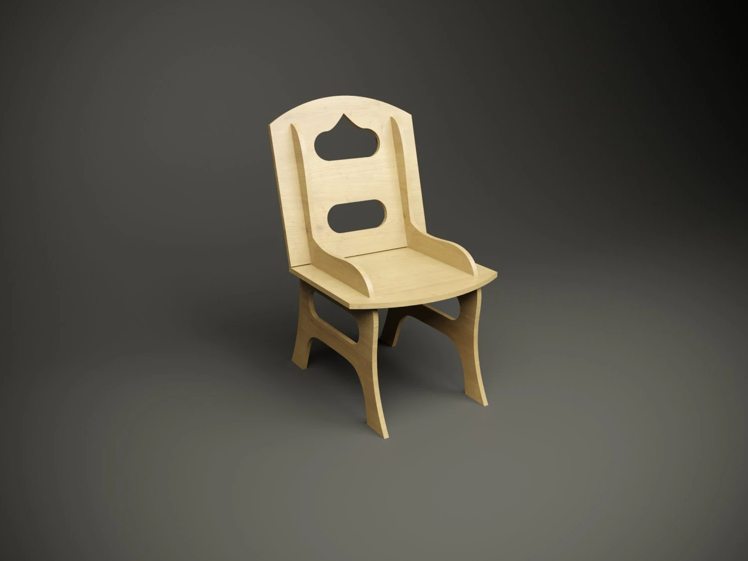 Krzesło dziecięce wykonane ze sklejki na maszynę cnc Model 3D .c4d .max .obj .3ds .fbx .stl .blend 