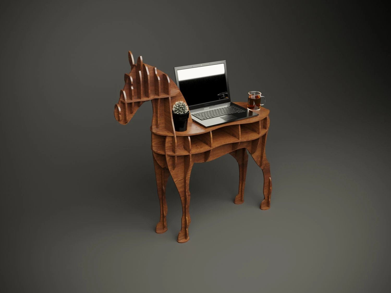 Wood parametric horse table model for cnc machine 3D Model .c4d .max .obj .3ds .fbx .stl .blend 