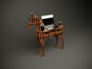 Wood parametric horse table model for cnc machine 3D Model
