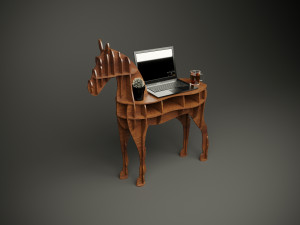 Wood parametric horse table model for cnc machine Modelo 3D