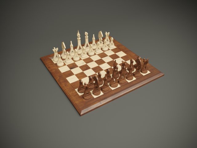 Wooden parametric chess set for cnc machine 3D Модель .c4d .max .obj .3ds .fbx .stl .blend 
